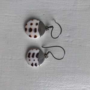 Anthropologie shell and silver drop earrings